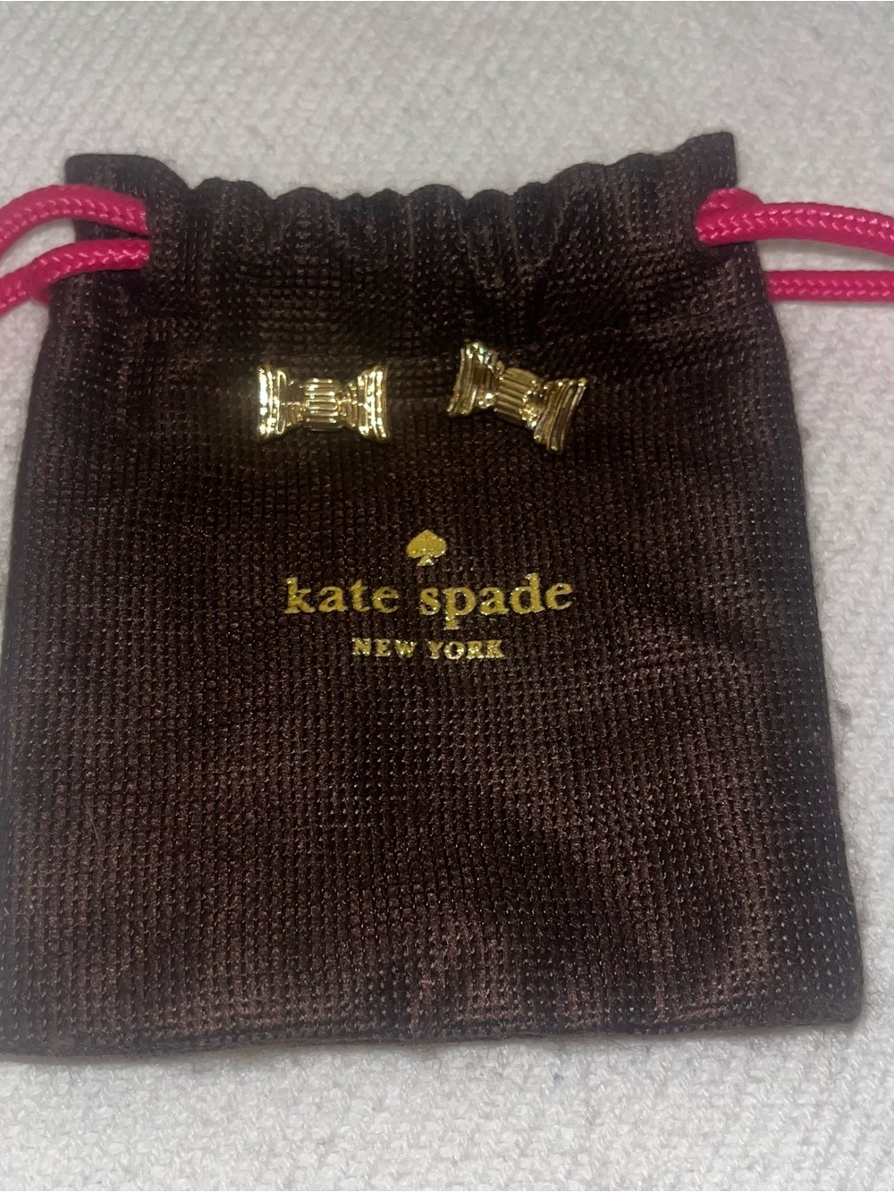 kate spade Gold Bow Stud Earrings with Accent Pouch